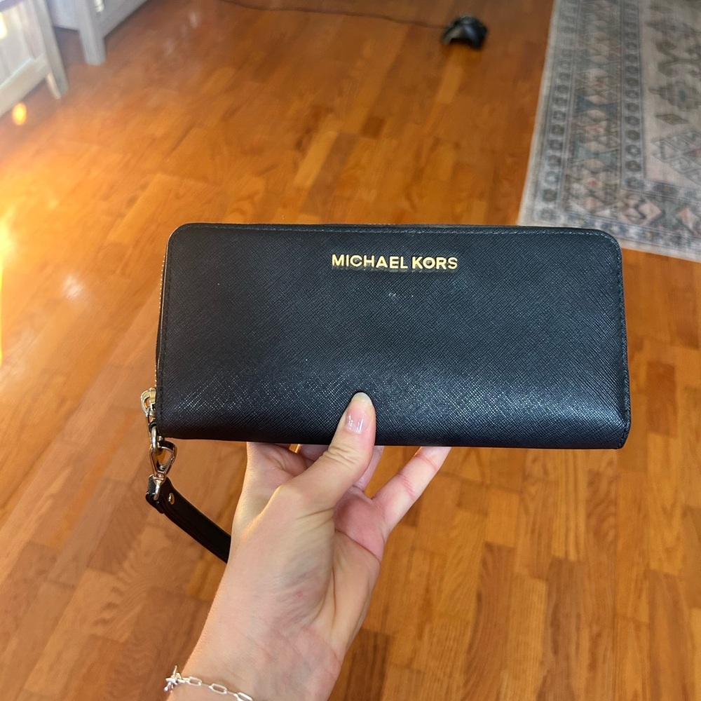 Michael Kors Black Zip-Around Wallet Wristlet